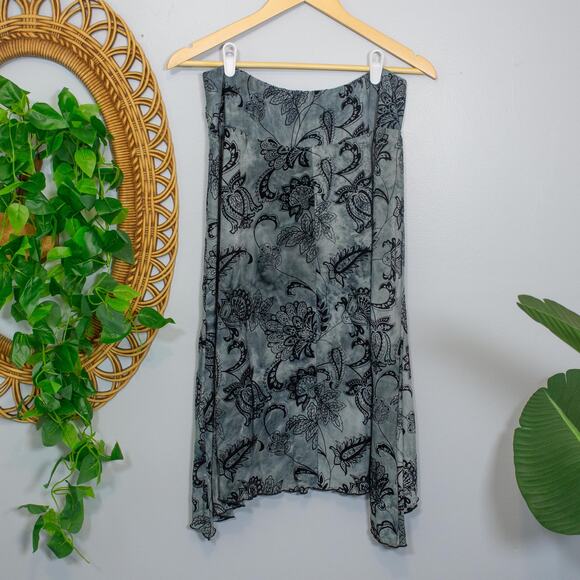 Vtg Black Sheer Floral Skirt Asymmetrical Hem Goth Fairycore 1X | True Winter - Picture 3 of 6